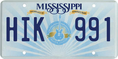 MS license plate HIK991