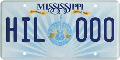 MS license plate HIL000