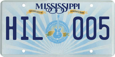 MS license plate HIL005