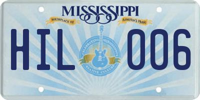 MS license plate HIL006