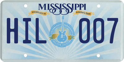 MS license plate HIL007
