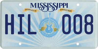 MS license plate HIL008