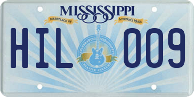 MS license plate HIL009