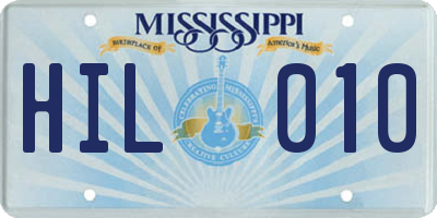 MS license plate HIL010