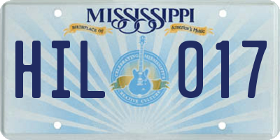 MS license plate HIL017