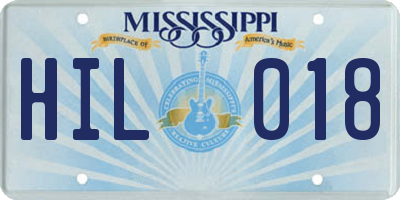 MS license plate HIL018