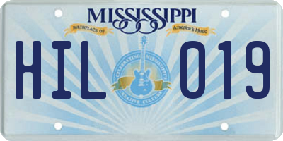 MS license plate HIL019