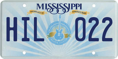 MS license plate HIL022