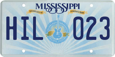 MS license plate HIL023