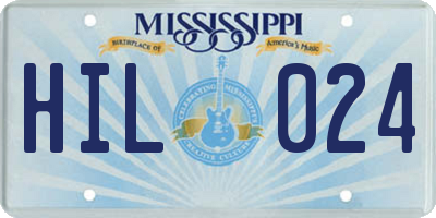 MS license plate HIL024