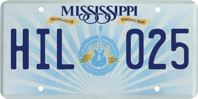 MS license plate HIL025