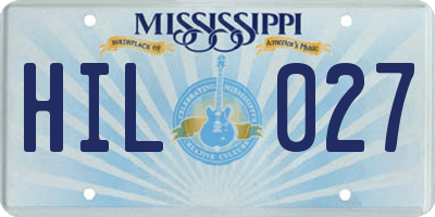 MS license plate HIL027
