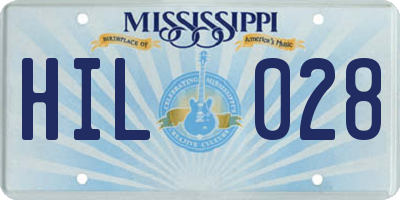 MS license plate HIL028