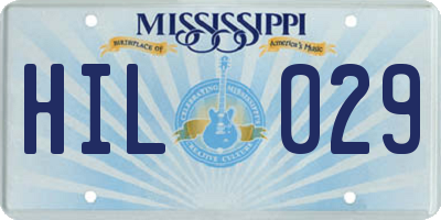 MS license plate HIL029