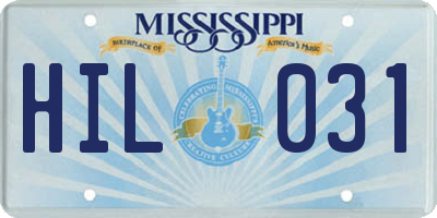 MS license plate HIL031