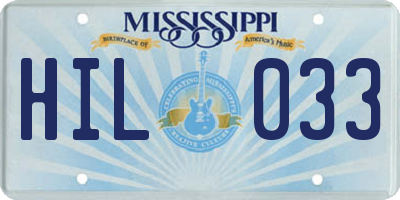 MS license plate HIL033