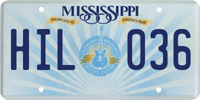 MS license plate HIL036