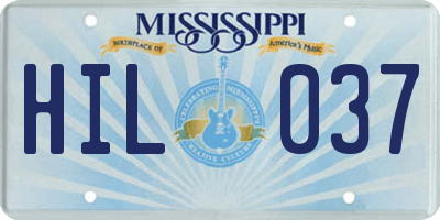 MS license plate HIL037