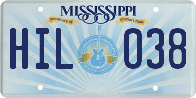 MS license plate HIL038