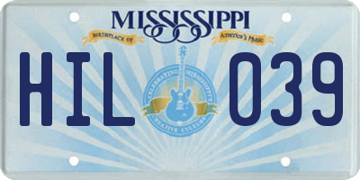 MS license plate HIL039