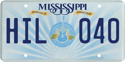 MS license plate HIL040