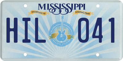 MS license plate HIL041