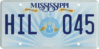 MS license plate HIL045
