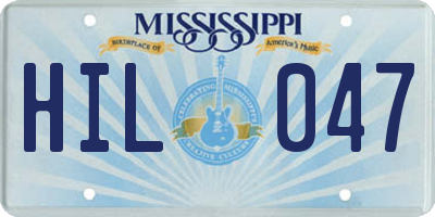 MS license plate HIL047
