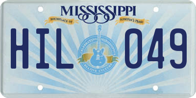 MS license plate HIL049