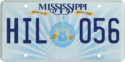 MS license plate HIL056