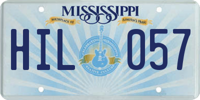 MS license plate HIL057