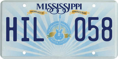 MS license plate HIL058