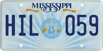 MS license plate HIL059