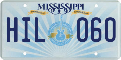 MS license plate HIL060