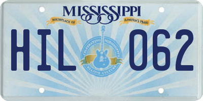 MS license plate HIL062