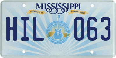 MS license plate HIL063