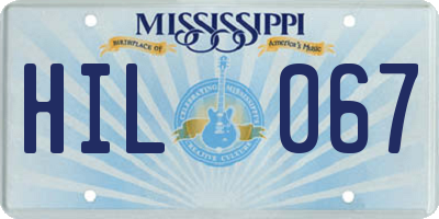 MS license plate HIL067