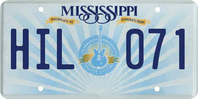 MS license plate HIL071