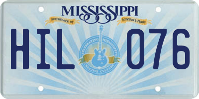 MS license plate HIL076