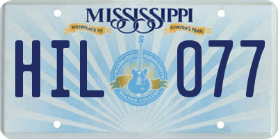 MS license plate HIL077