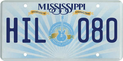 MS license plate HIL080