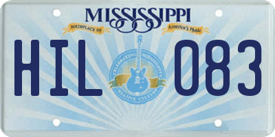 MS license plate HIL083