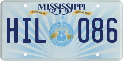 MS license plate HIL086