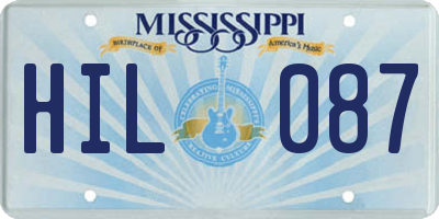 MS license plate HIL087