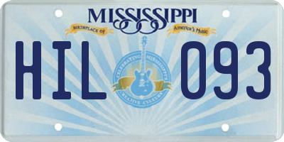 MS license plate HIL093