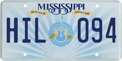 MS license plate HIL094