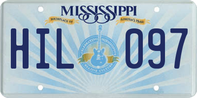 MS license plate HIL097