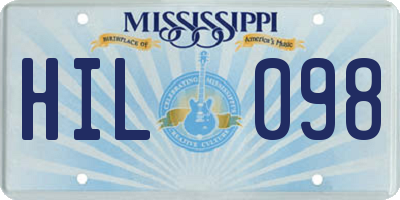 MS license plate HIL098