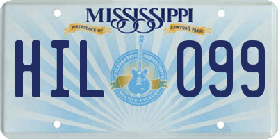 MS license plate HIL099