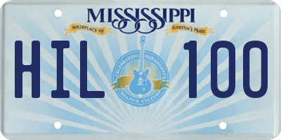MS license plate HIL100